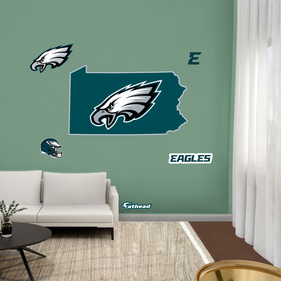 Philadelphia Eagles - RealBig State of Pennsylvania Logo Collection - Official NFL - Reusable Vinyl Wall Decals