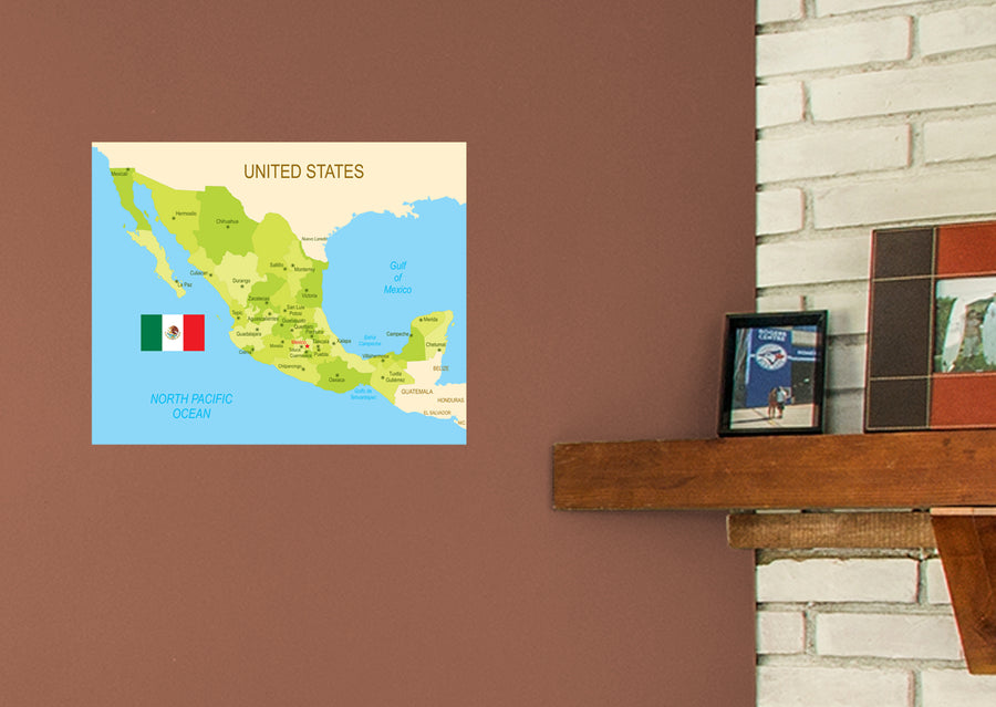 Maps of North America: Mexico Mural        -   Removable Wall   Adhesive Decal
