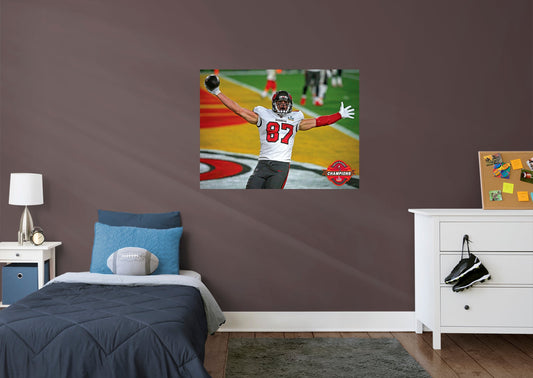 Tampa Bay Buccaneers: Rob Gronkowski Super Bowl Td Mural        - Officially Licensed NFL Removable Wall   Adhesive Decal