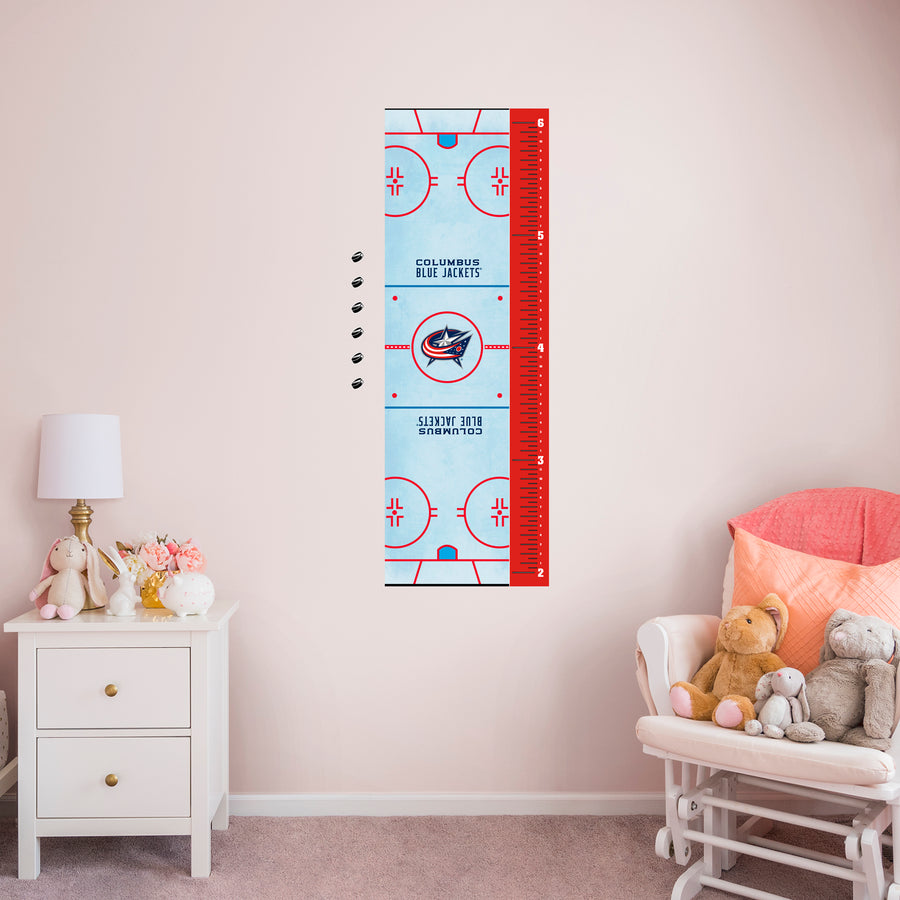 Rink - Growth Chart - Official NHL - Columbus Blue Jackets - Reusable Vinyl Wall Decal