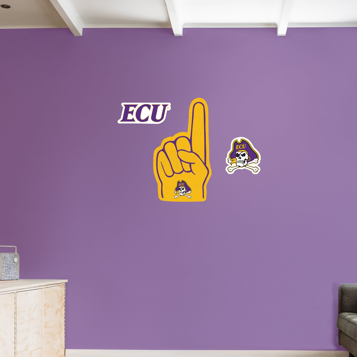 East Carolina Pirates:    Foam Finger        - Officially Licensed NCAA Removable     Adhesive Decal