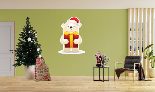 Christmas: Bear Die-Cut Character        -   Removable     Adhesive Decal