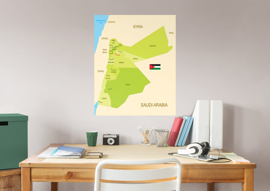 Maps of Asia: Jordan Mural        -   Removable Wall   Adhesive Decal