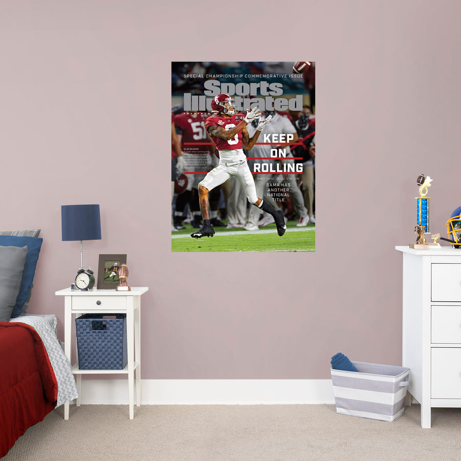 DeVonta Smith - January 2021 Championship Commemorative Sports Illustrated Cover - Peel & Stick Poster - Official NCAA - Alabama Crimson Tide - Reusable Vinyl Wall Decal