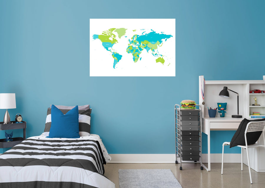 World Maps:  World States Map Mural        -   Removable Wall   Adhesive Decal