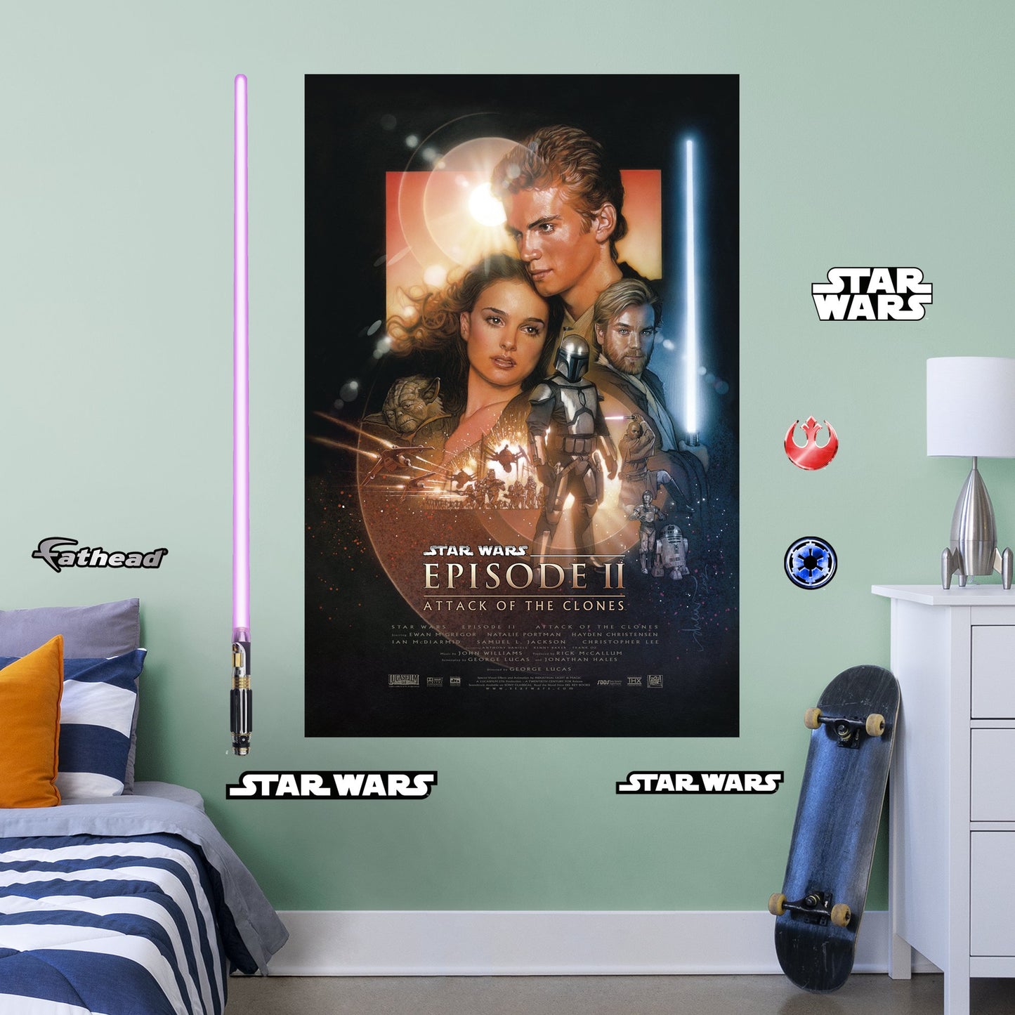 Episode II: Attack of the Clones:  Movie Poster        - Officially Licensed Star Wars Removable Wall   Adhesive Decal