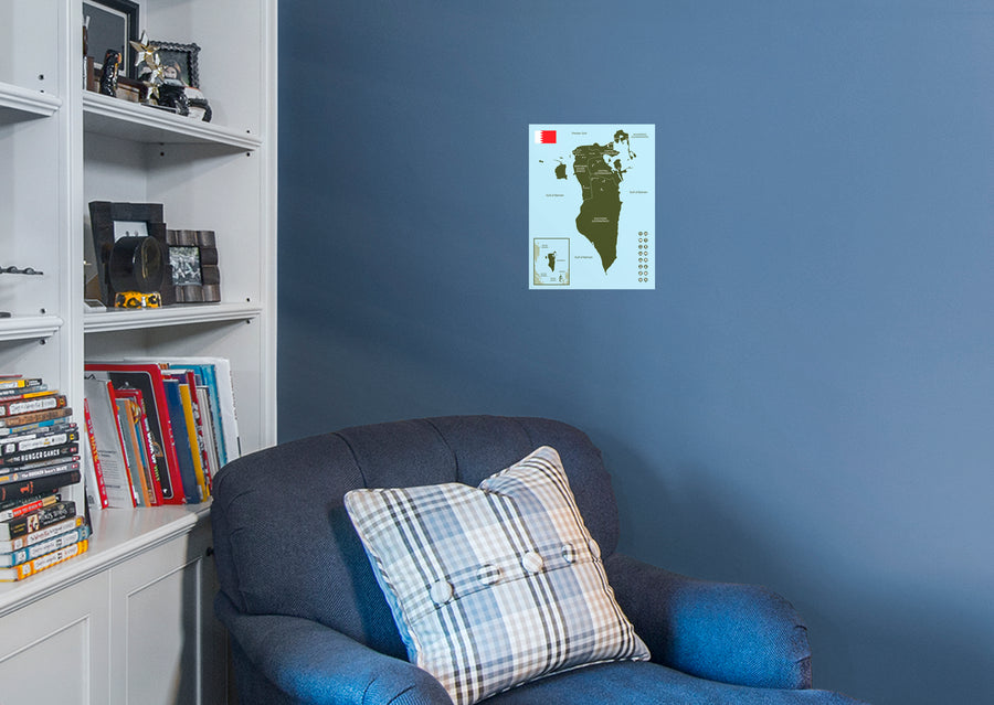 Maps of Asia: Bahrain Mural        -   Removable Wall   Adhesive Decal