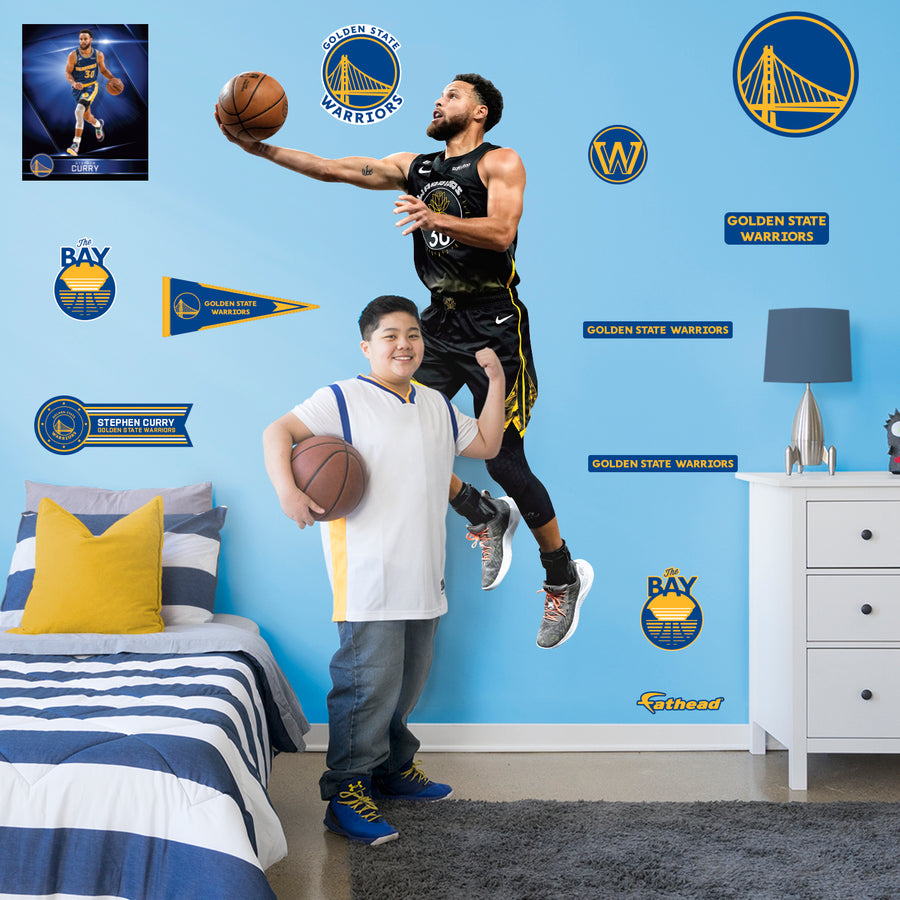 Stephen Curry - RealBig City Jersey Collection - Official NBA - Golden State Warriors - Reusable Vinyl Wall Decals