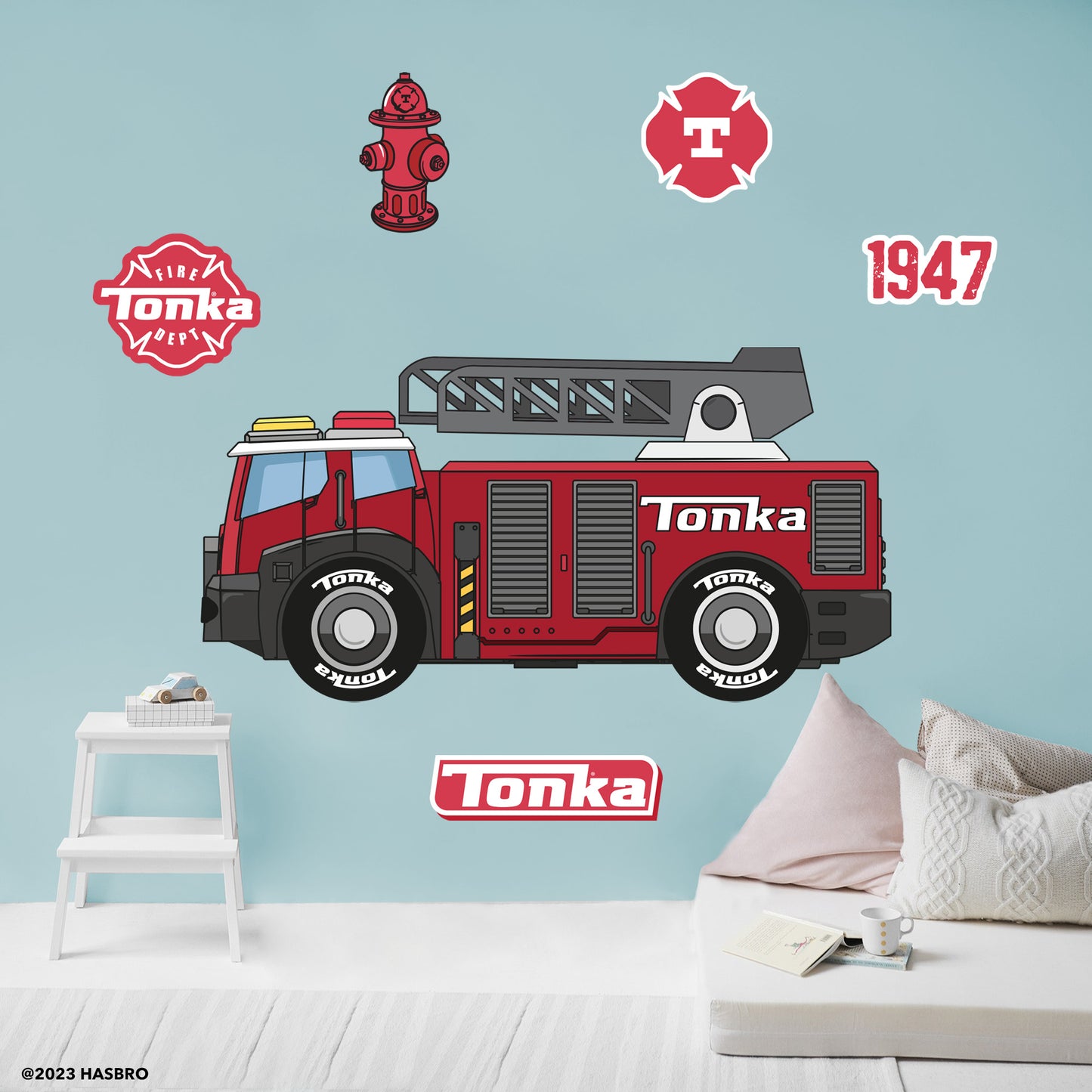 Tonka Trucks: Fire Truck Classic RealBig        - Officially Licensed Hasbro Removable     Adhesive Decal