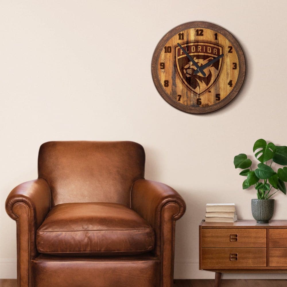 Florida Panthers: Branded "Faux" Barrel Top Wall Clock - The Fan-Brand