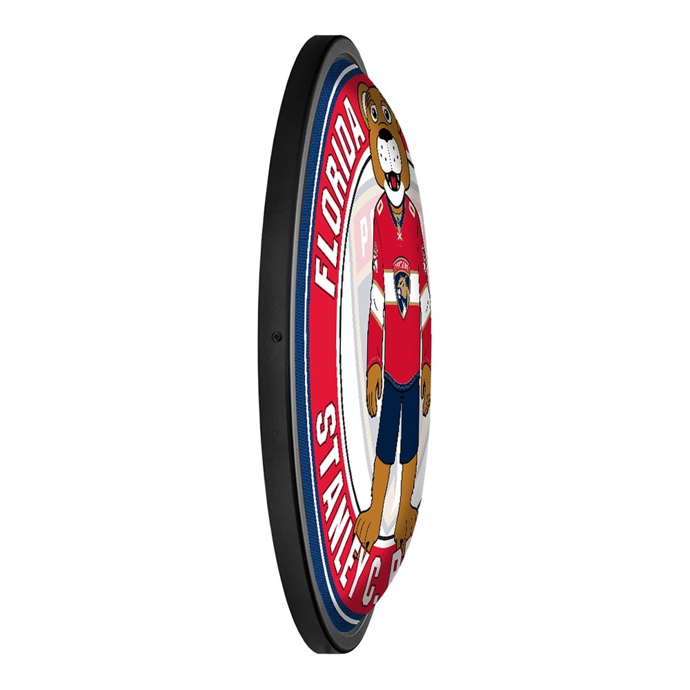 Florida Panthers: Stanley C. Panther - Round Slimline Lighted Wall Sign - The Fan-Brand