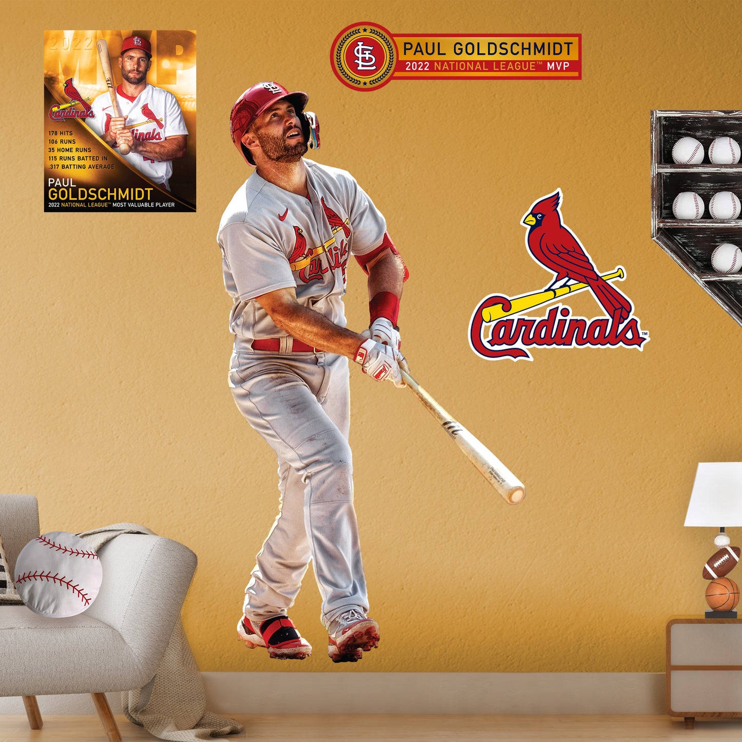 St. Louis Cardinals: Paul Goldschmidt 2022 National League MVP        - Officially Licensed MLB Removable     Adhesive Decal