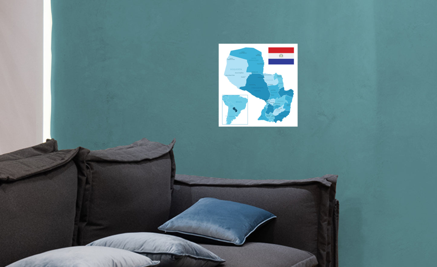 Maps of South America: Paraguai Mural        -   Removable     Adhesive Decal