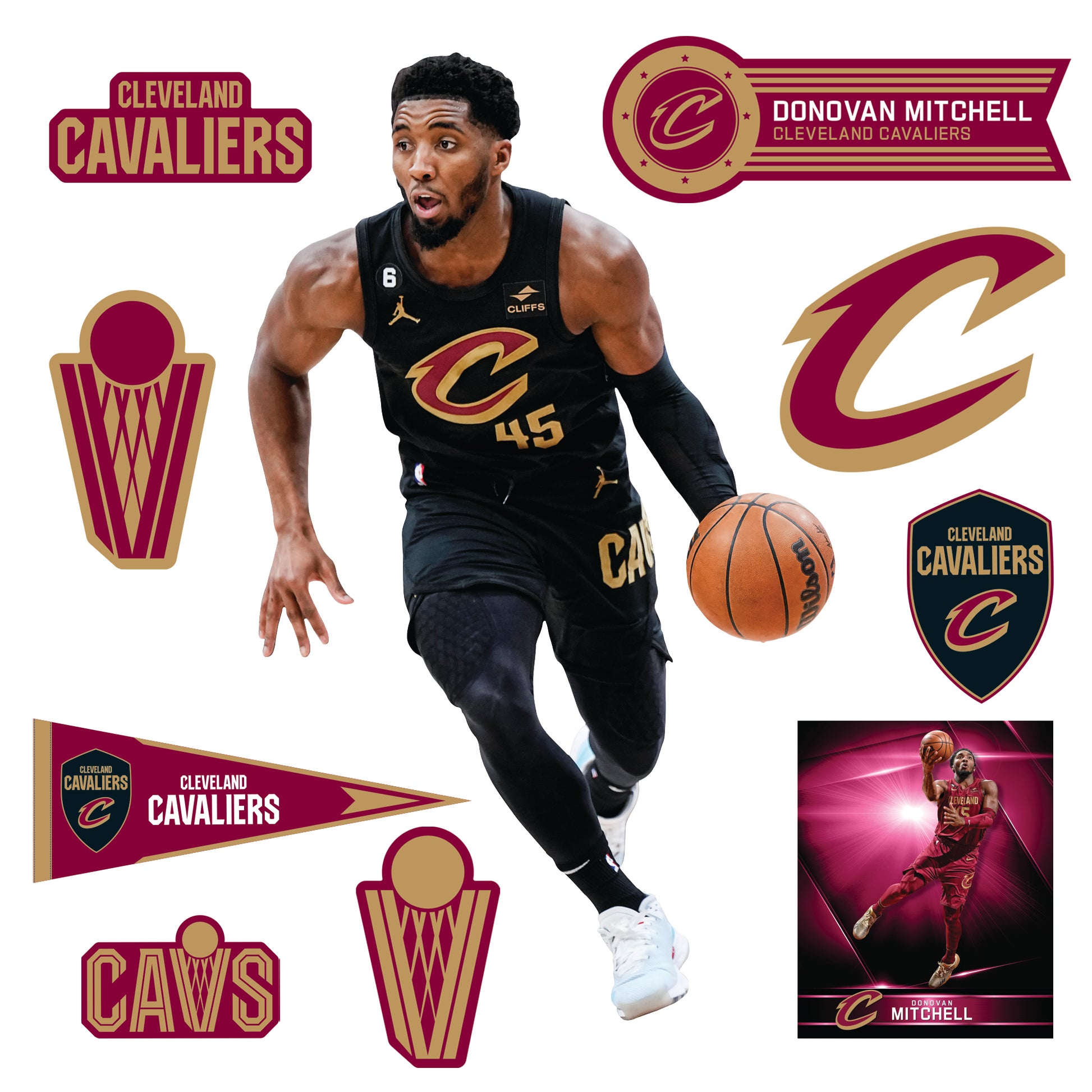 Donovan Mitchell Cleveland Cavaliers Framed 5 x 7 Jersey Swap Collage