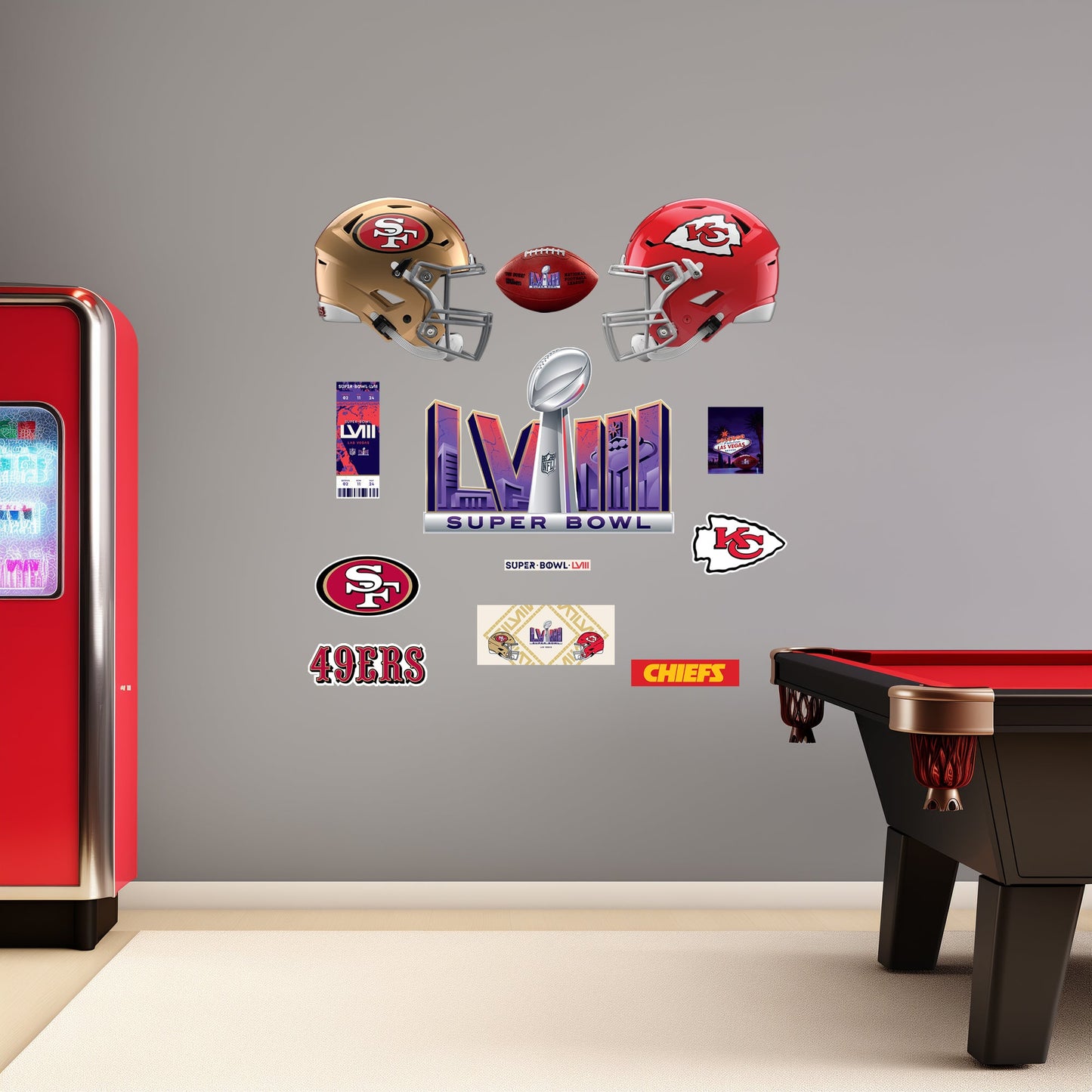San Francisco 49ers - Kansas City Chiefs:  Super Bowl LVIII Party Pack        - Officially Licensed NFL Removable     Adhesive Decal