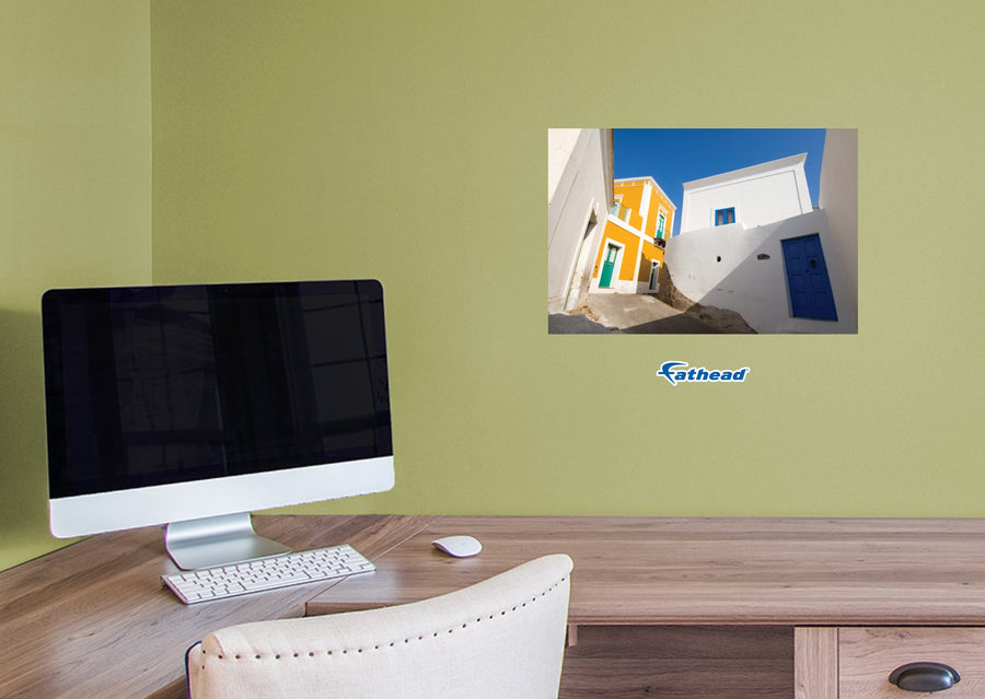 Generic Scenery: Yellow House Realistic Poster - Removable Adhesive Decal