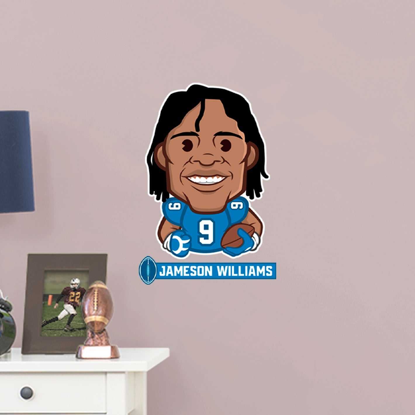 Detroit Lions: Jameson Williams Emoji - Officially Licensed NFLPA Removable Adhesive Decal