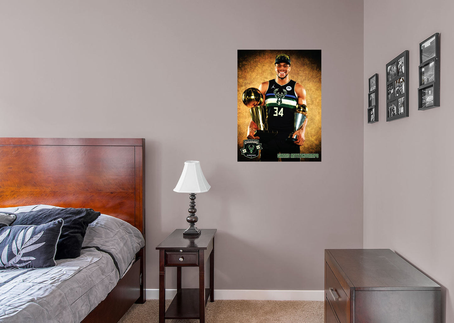 Milwaukee Bucks: Giannis Antetokounmpo 2021 Trophy Portrait Mural        - Officially Licensed NBA Removable Wall   Adhesive Decal