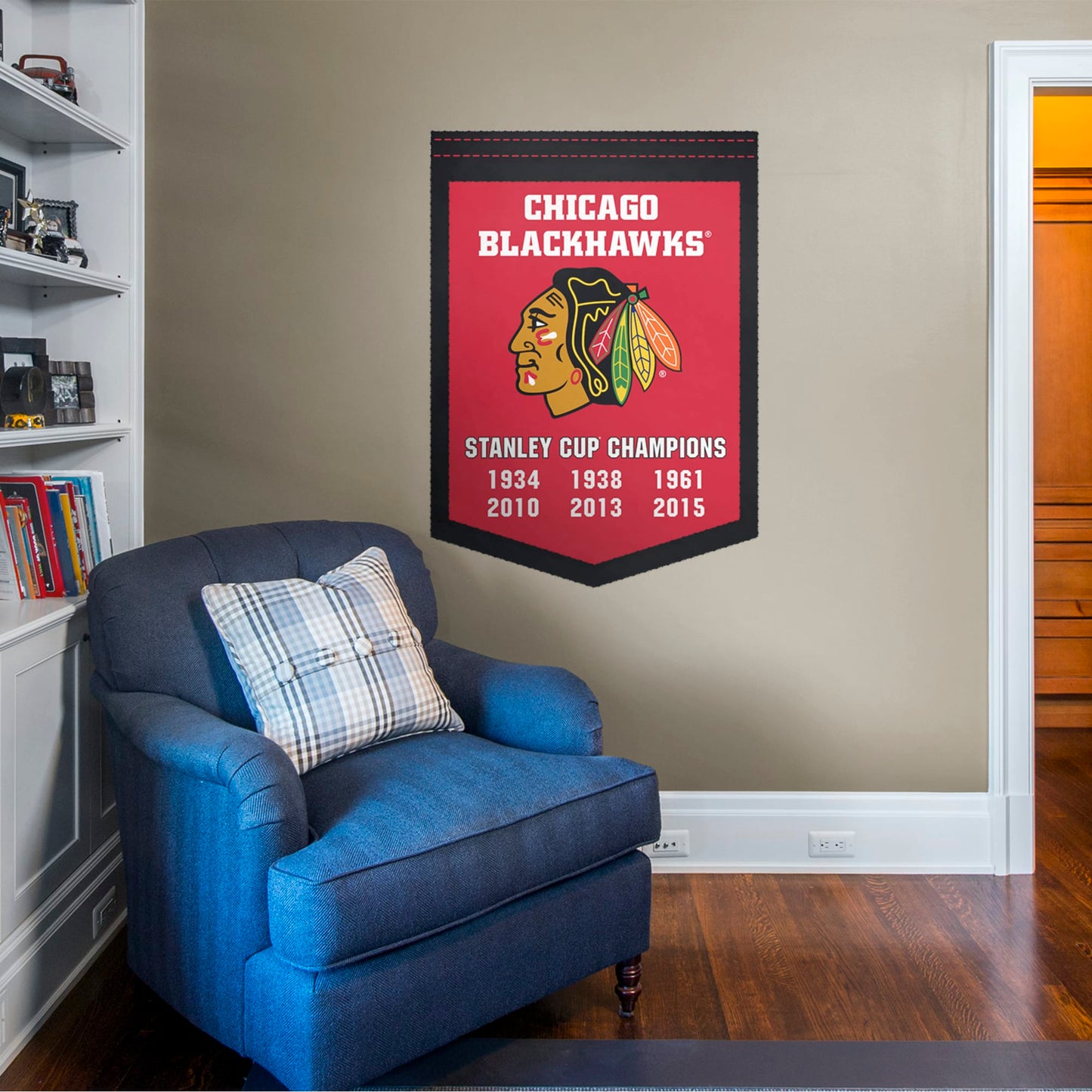 Chicago Blackhawks: Stanley Cup Champs Banner  - Officially Licensed NHL Removable Wall Decal