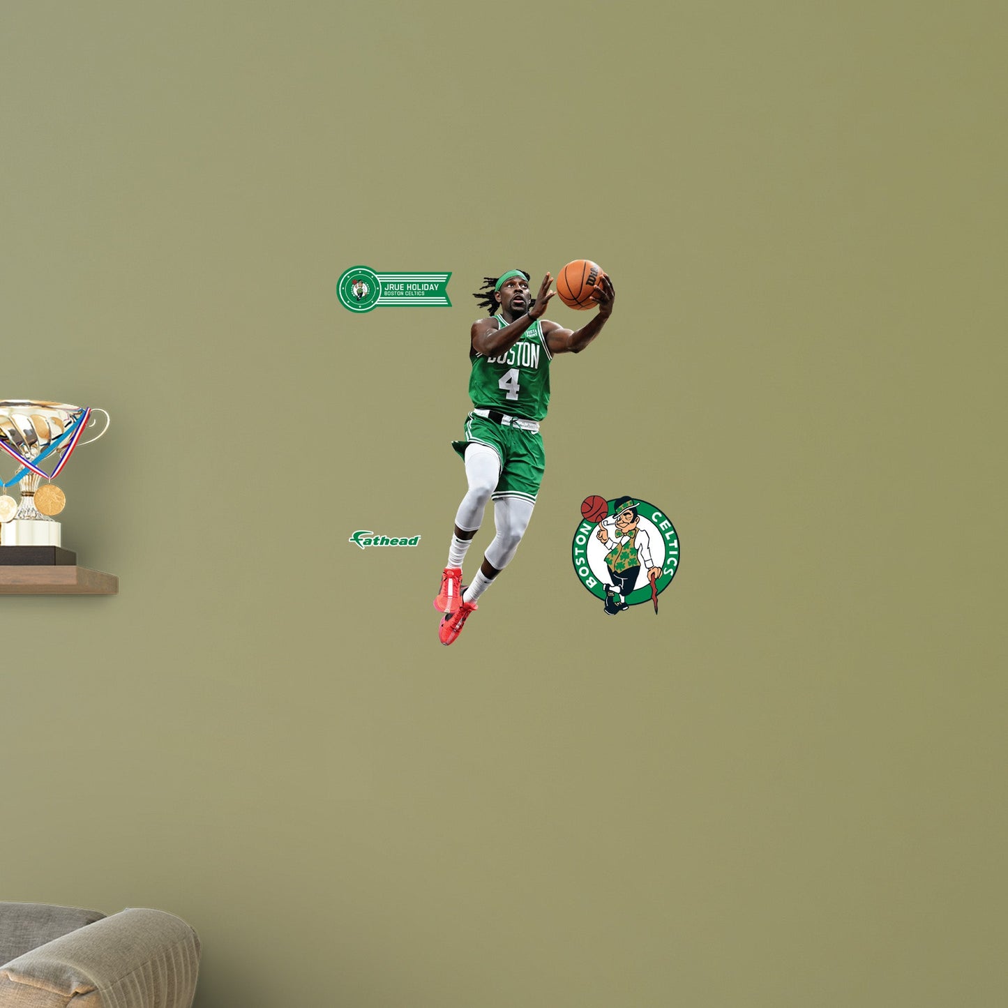 Boston Celtics: Jrue Holiday Layup        - Officially Licensed NBA Removable     Adhesive Decal