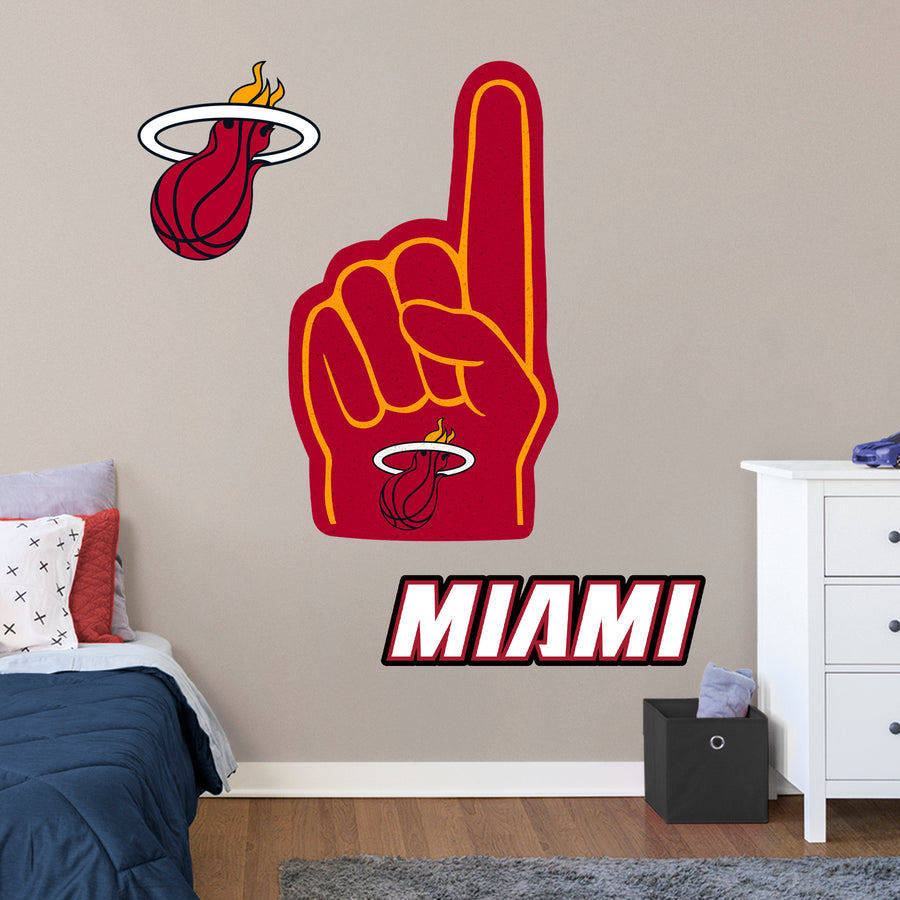 Miami Heat - RealBig Foam Finger Collection - Official NBA - Reusable Vinyl Wall Decals