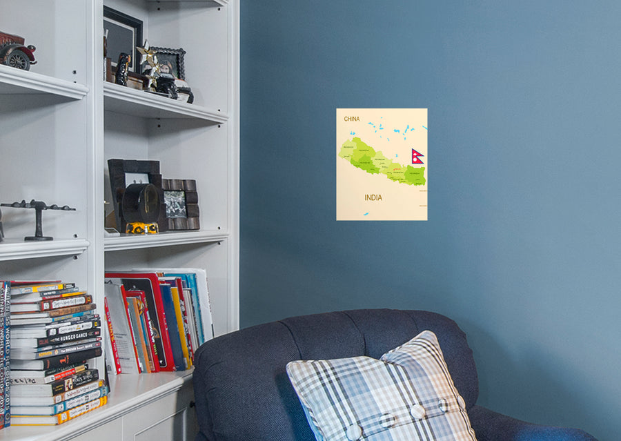 Maps of Asia: Nepal Mural        -   Removable Wall   Adhesive Decal