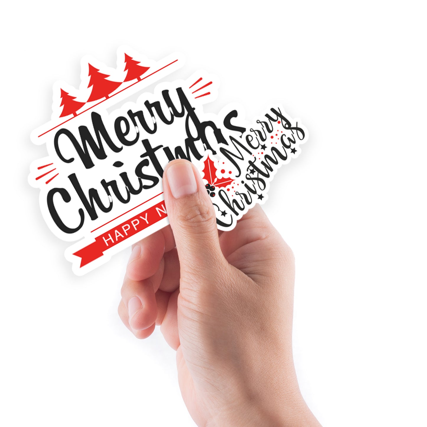 Sheet of 5 -Christmas:  Holly Jolly Minis        -   Removable    Adhesive Decal