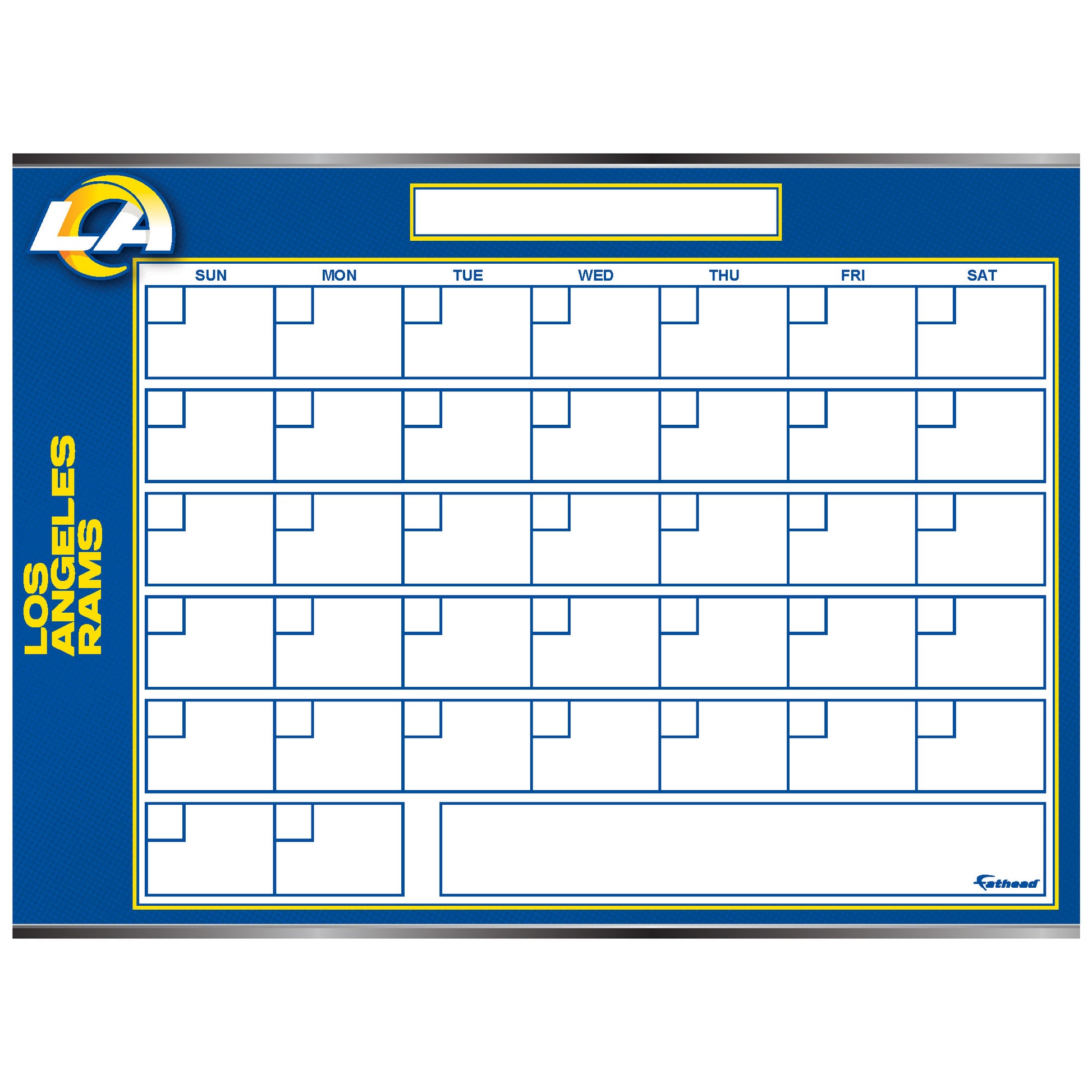 Los Angeles Rams Dry Erase Calendar Officially Licensed NFL Removab
