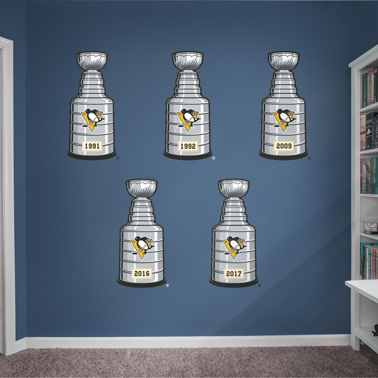 Pittsburgh Penguins: Stanley Cups Collection - Officially Licensed NHL Removable Wall Decal