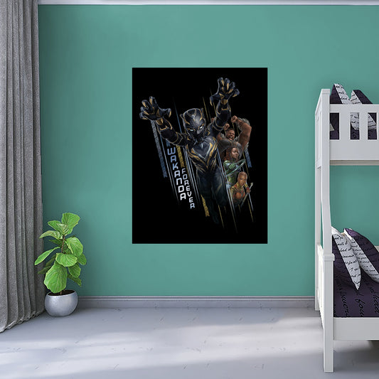 Black Panther Wakanda Forever: Black Panther Wakanda Forever Poster        - Officially Licensed Marvel Removable     Adhesive Decal