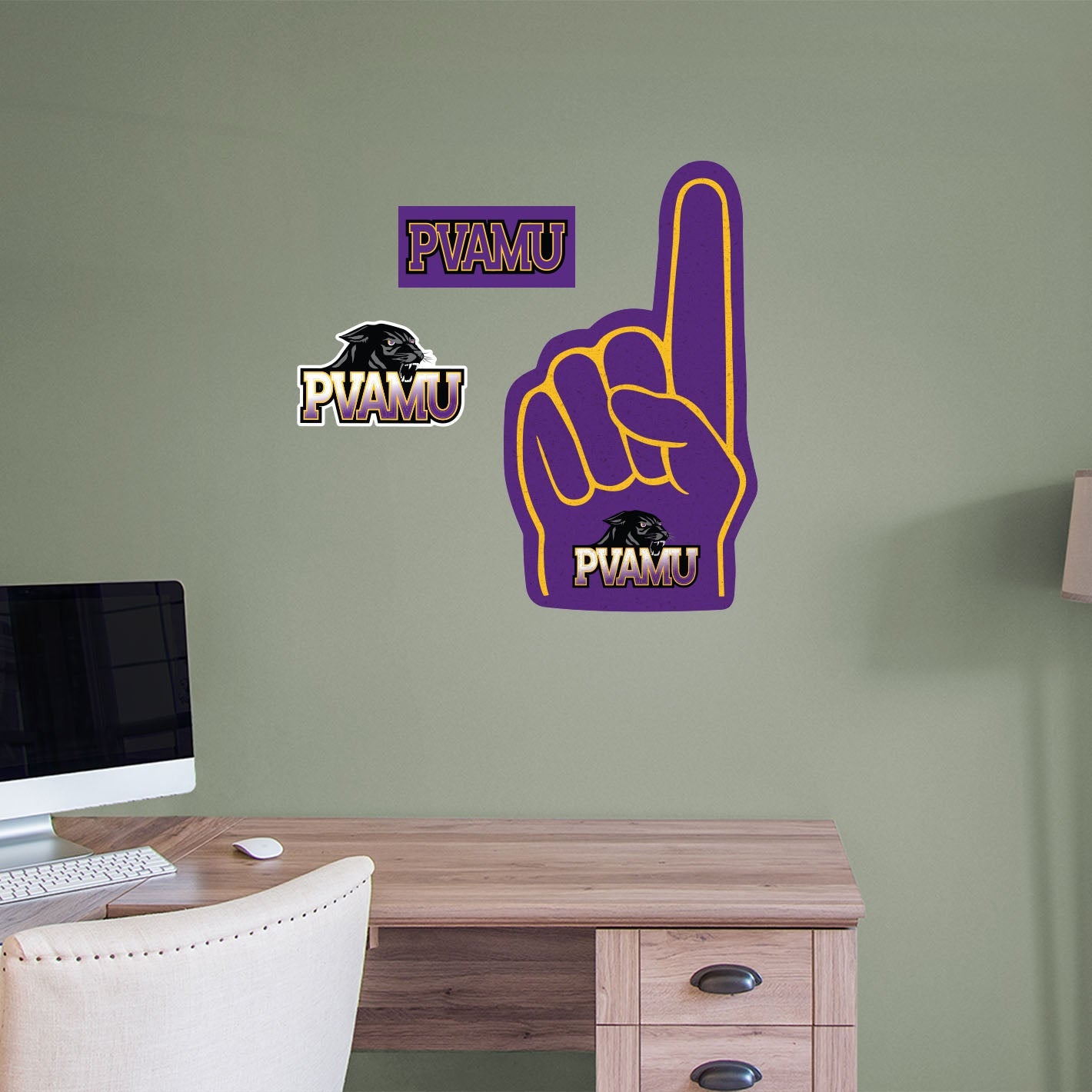 Prairie View A&M Panthers - RealBig Foam Finger Collection - Official NCAA - Reusable Vinyl Wall Decals