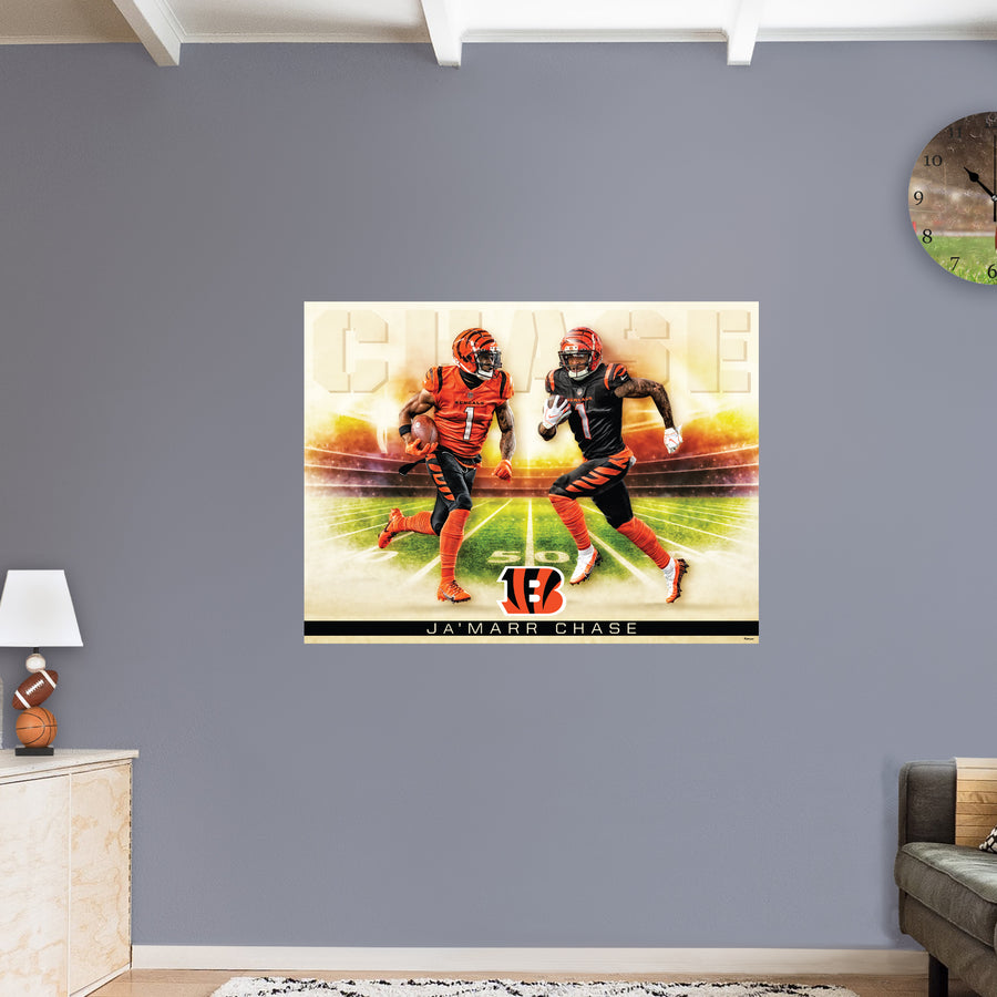 Ja'Marr Chase - Icon Series - Peel & Stick Poster - Official NFL - Cincinnati Bengals - Reusable Vinyl Wall Decal