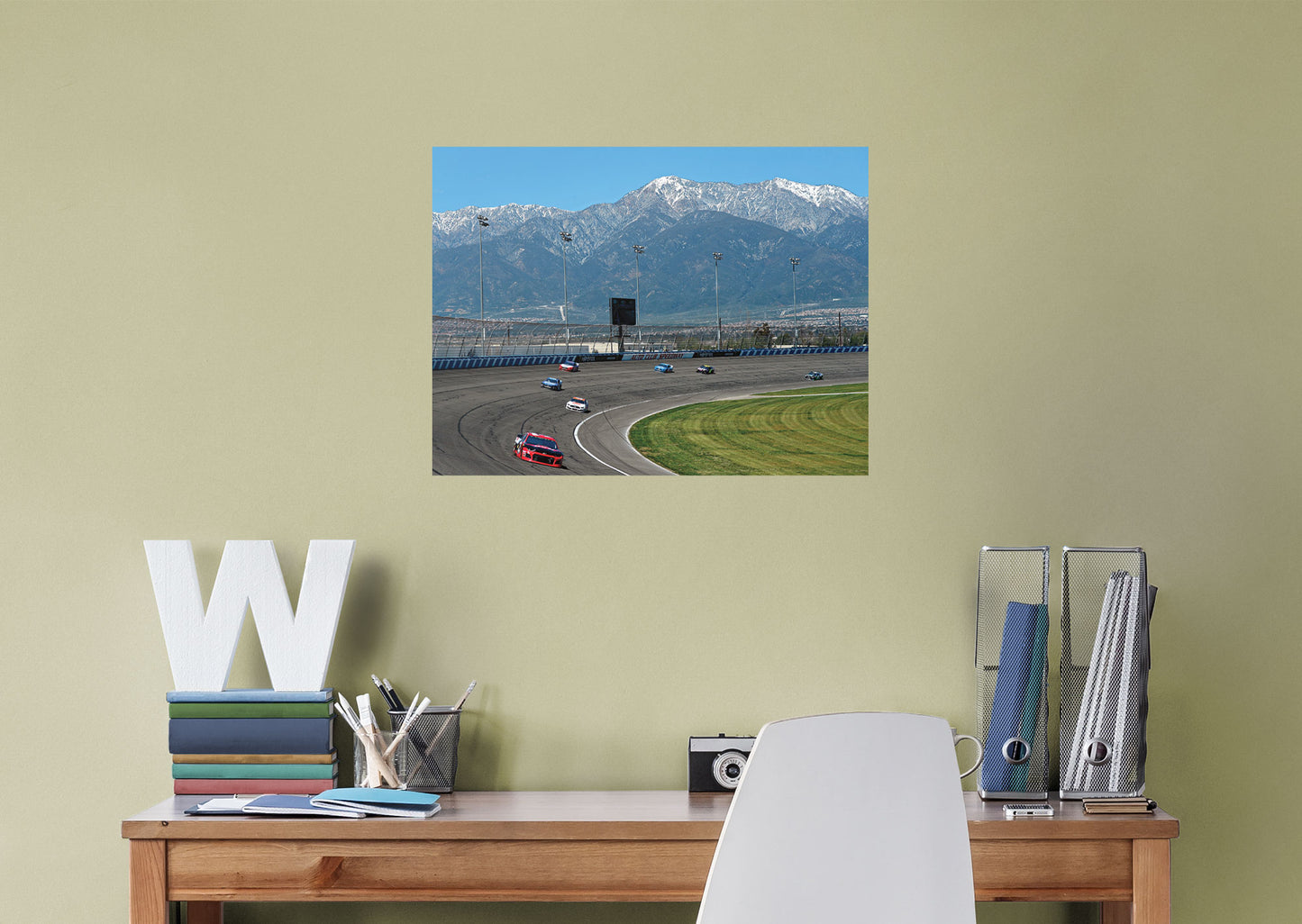 Auto Club Speedway 2021 Mountains Mural        - Officially Licensed NASCAR Removable Wall   Adhesive Decal