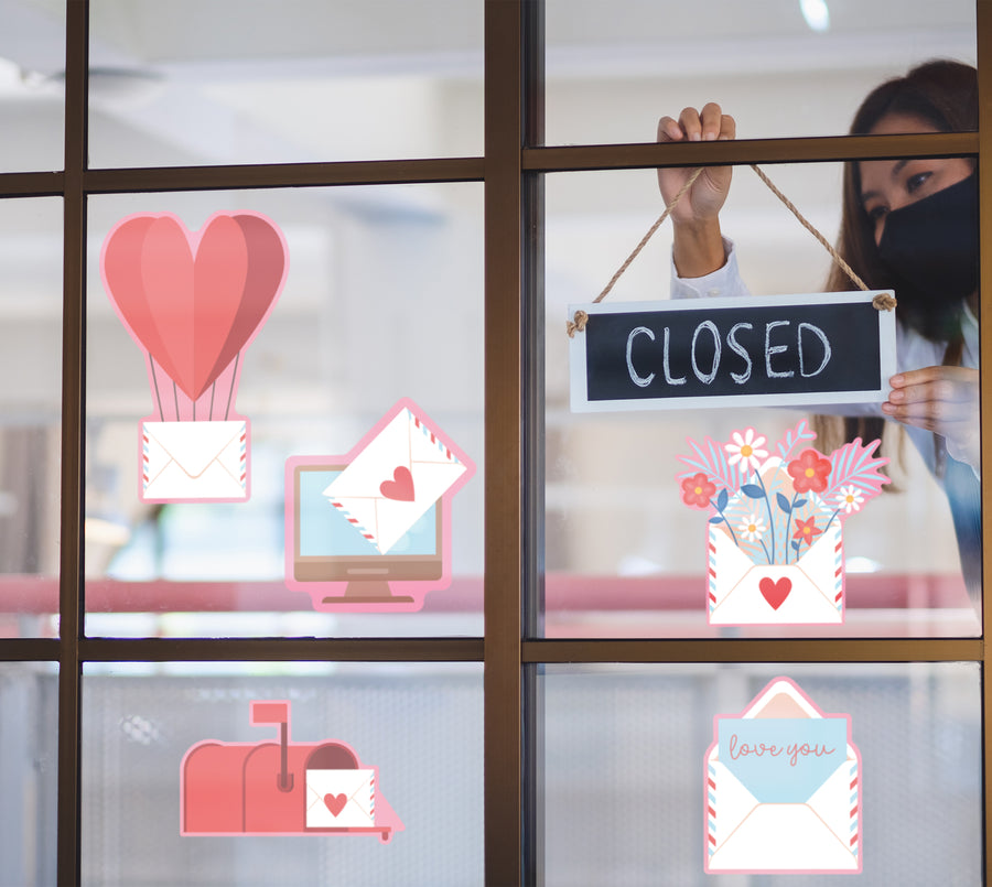 Valentine's Day: Love Letters Window Clings - Removable Window Static Decal