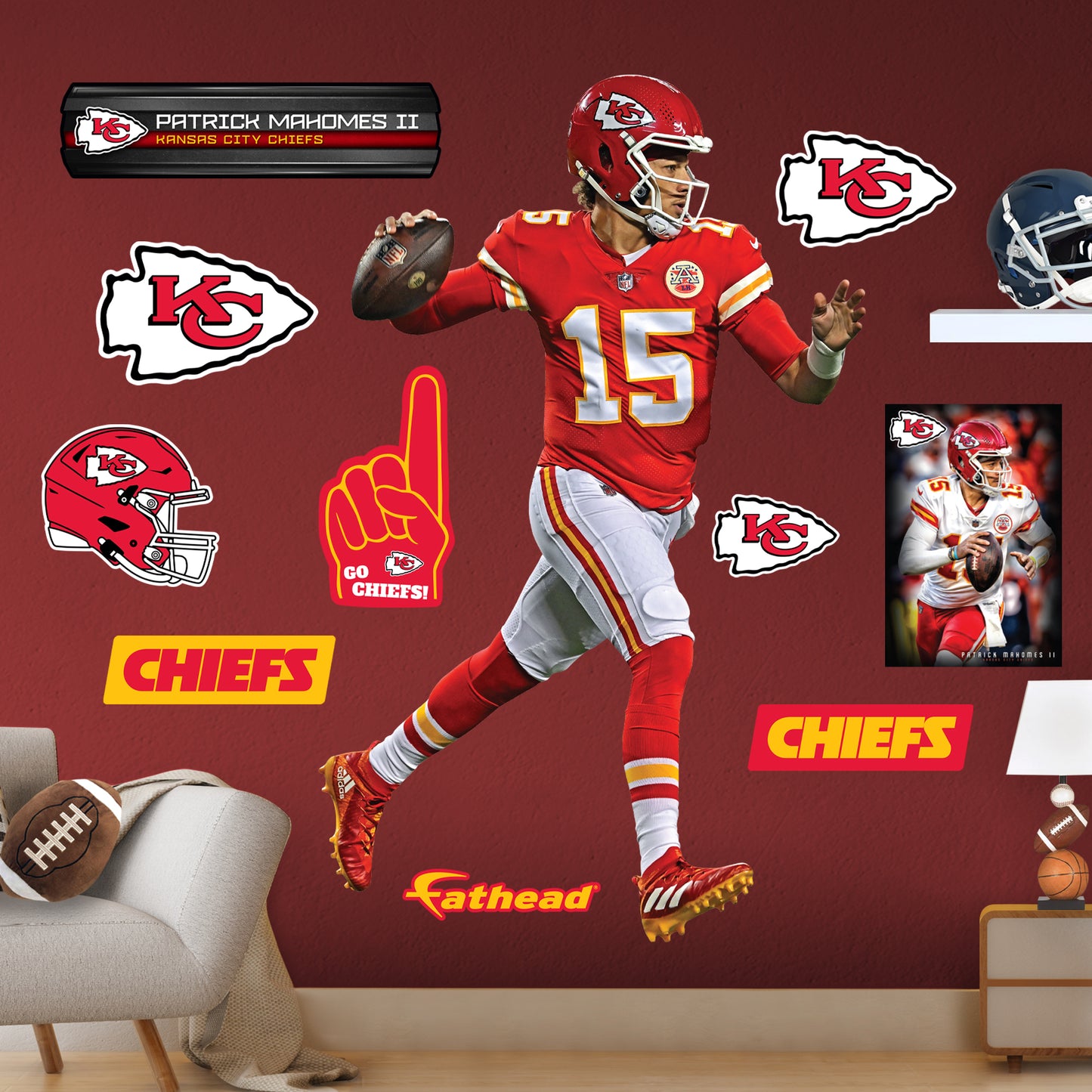 Kansas City Chiefs: Patrick Mahomes II         - Officially Licensed NFL Removable     Adhesive Decal