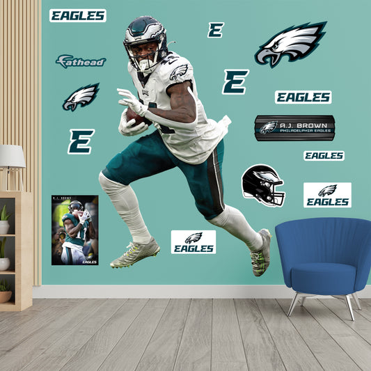 Philadelphia Eagles: A.J. Brown  Away        - Officially Licensed NFL Removable     Adhesive Decal