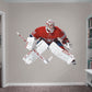 Life-Size Athlete + 2 Team Decals (63"W x 48"H) Featuring the repeat NHL All-Star - widely considered the greatest goaltender in the world - tending the goal in his trademark butterfly style, this reusable, high-quality decal resists rips, tears, and scoring attempts - and it won't damage the walls.