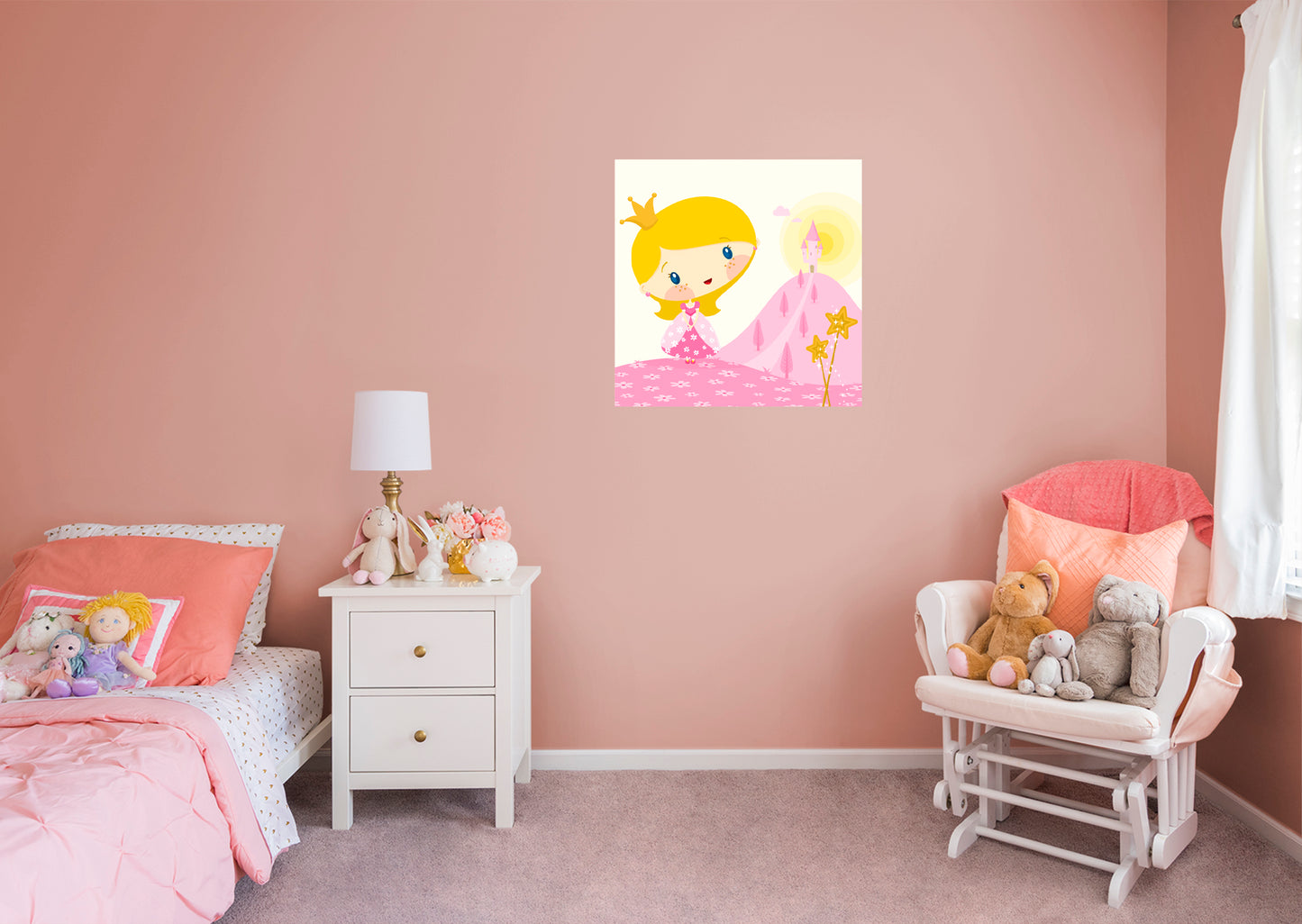 Nursery:  Pink Land Mural        -   Removable Wall   Adhesive Decal