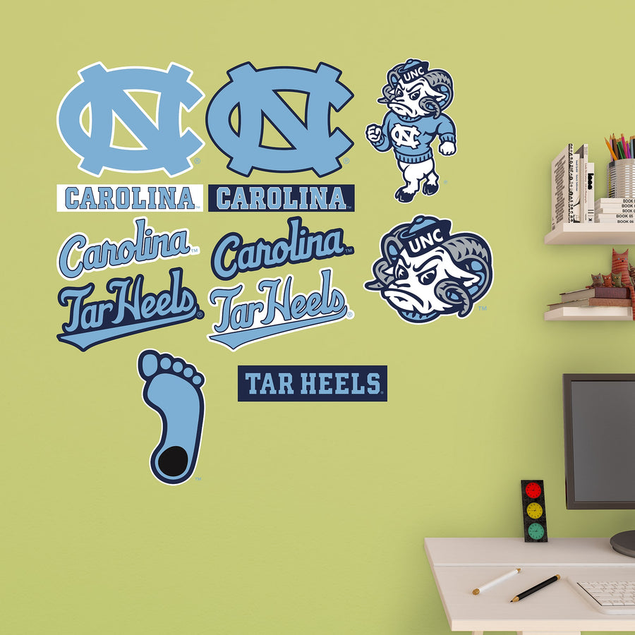 North Carolina Tar Heels - RealBig Logo Assortment Collection - Official NCAA - Reusable Vinyl Wall Decals