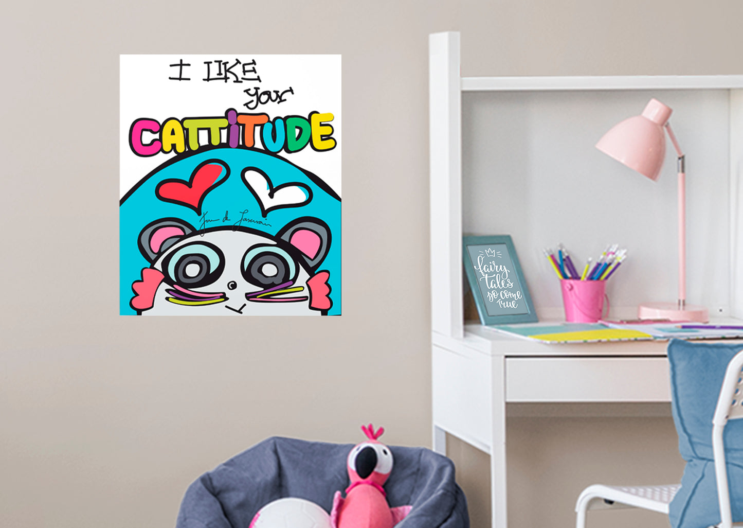 Dream Big Art:  Cattitude Mural        - Officially Licensed Juan de Lascurain Removable Wall   Adhesive Decal