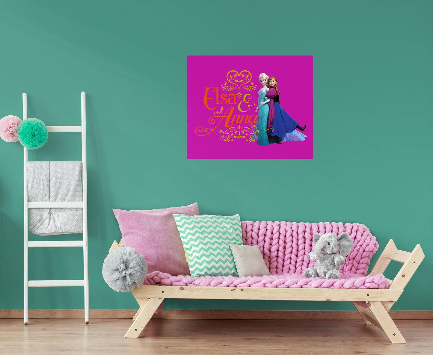 Frozen:  Elsa & Anna Mural        - Officially Licensed Disney Removable     Adhesive Decal