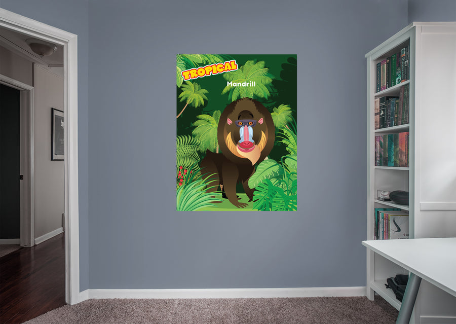 Jungle: Mandrill Mural        -   Removable Wall   Adhesive Decal