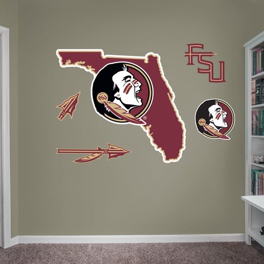 Florida State Seminoles:   State of Florida Logo        - Officially Licensed NCAA Removable     Adhesive Decal