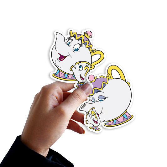 Sheet of 4 -Beauty and the Beast:  Mrs Potts & Chip Minis        - Officially Licensed Disney Removable Wall   Adhesive Decal