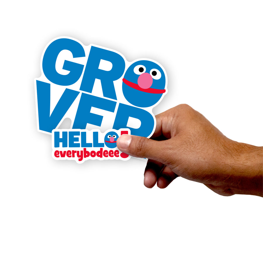 Grover - 5 Typography Minis (Mixed Sizes) - Official Sesame Street - Reusable Vinyl Decals