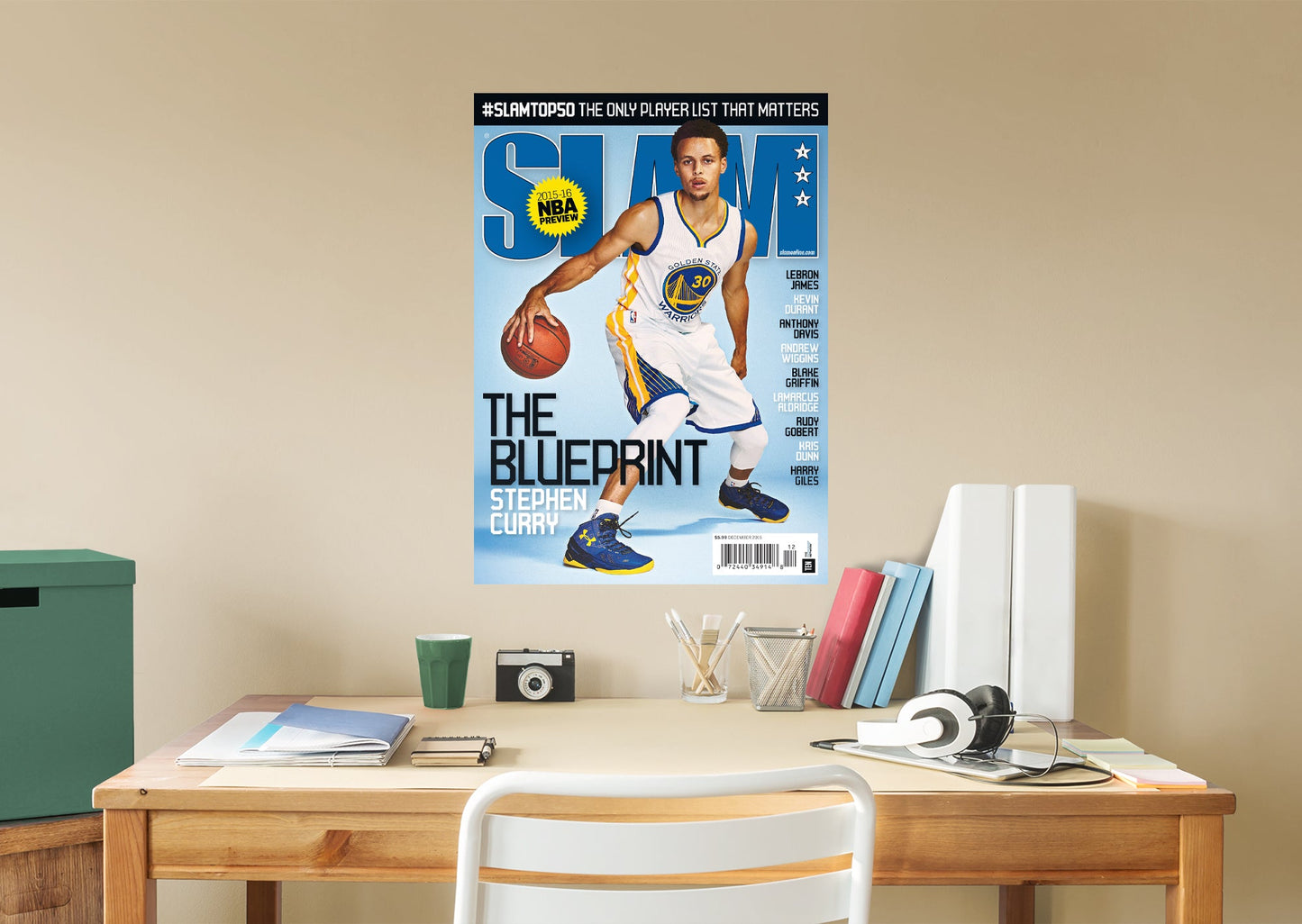Golden State Warriors: Stephen Curry SLAM Magazine 193 Cover Mural - Officially Licensed NBA Removable Adhesive Decal