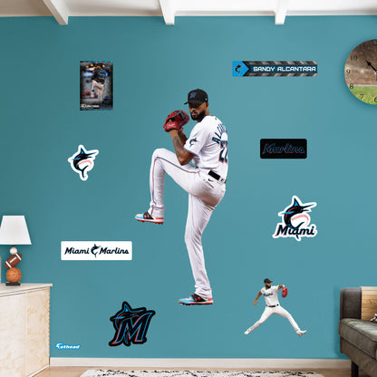 Miami Marlins: Sandy Alcantara         - Officially Licensed MLB Removable     Adhesive Decal