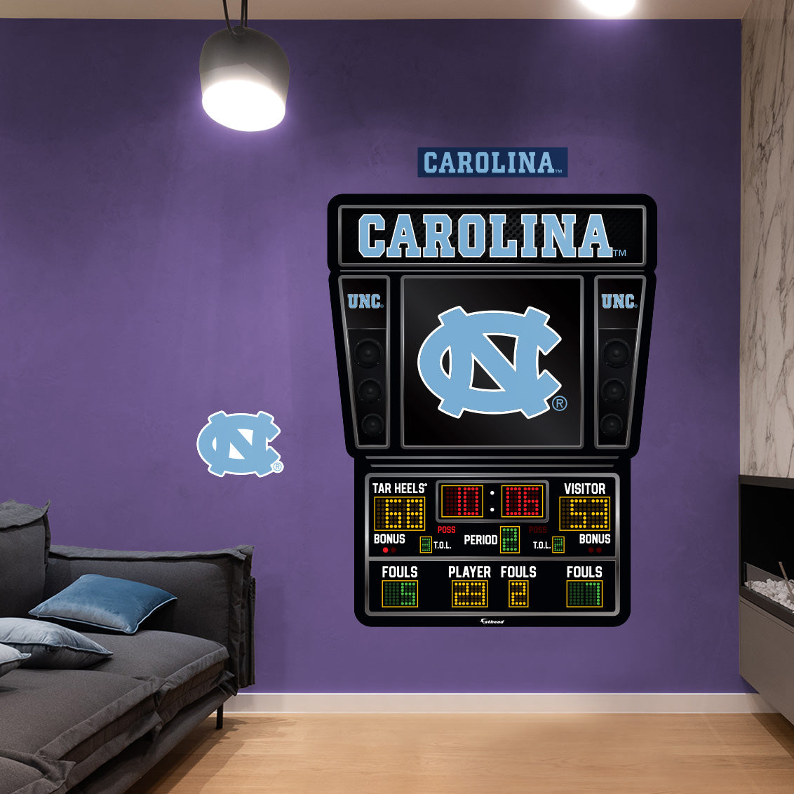 North Carolina Tar Heels:   Basketball Scoreboard        - Officially Licensed NCAA Removable     Adhesive Decal