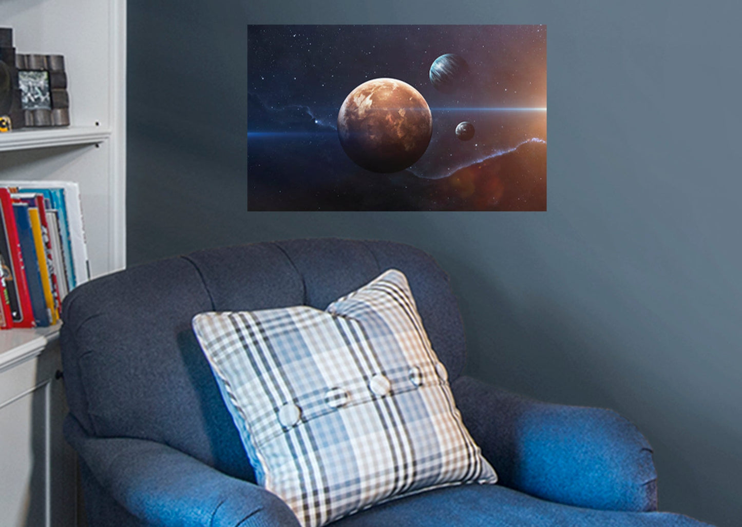 Planets: Three Planets Mural        -   Removable     Adhesive Decal