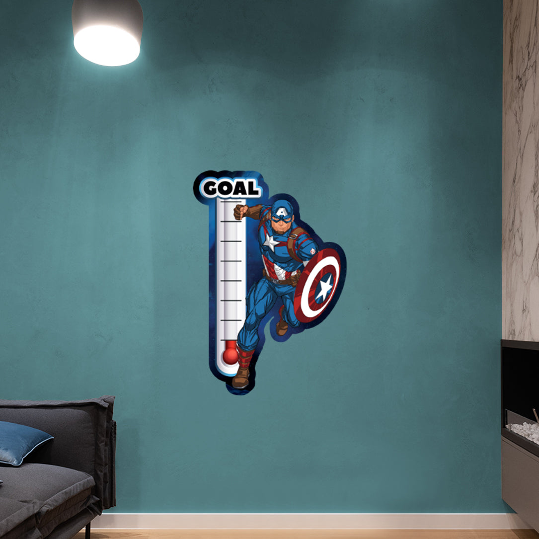 Avengers: Captain America Goal Thermometer Dry Erase - Officially Licensed Marvel Removable Adhesive Decal